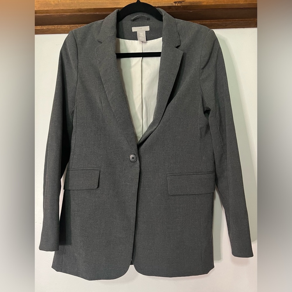 H&M Gray Blazer with Notched Lapels, Sz. XS Women’s Teen Juniors